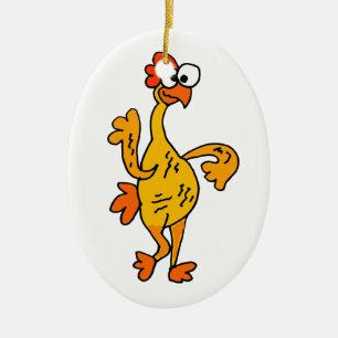 Funny Dancing Rubber Chicken Ceramic Ornament