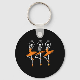 Funny Dancing Skeleton Ballerina Women's Girl's  Keychain
