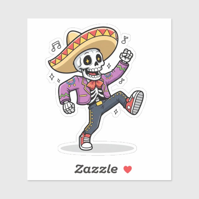 Funny Dancing Skeleton Custom-Cut Vinyl Sticker (Sheet)