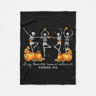Funny Dancing Skeleton Dry Bones Come Alive Hallow Fleece Blanket
