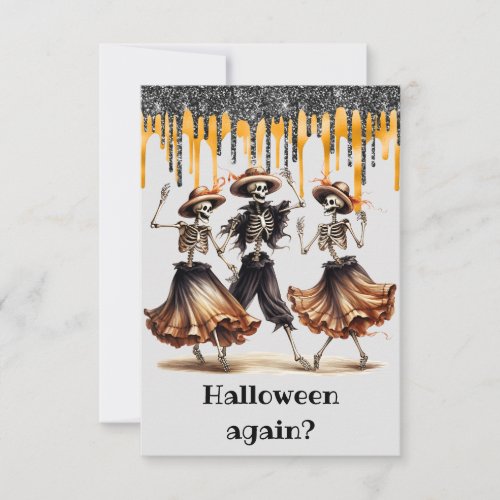 Funny Dancing Skeleton Halloween Party Invitation