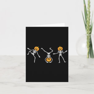 Funny Dancing Skeleton Halloween Pumpkin Skeletons Card