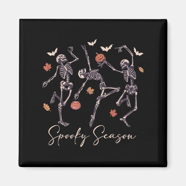 Funny Dancing Skeleton Halloween Pumpkin Soky Seas Magnet (Front)