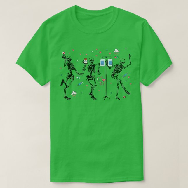 Funny Dancing Skeleton Happy Valentines Day Nurse  T-Shirt (Design Front)