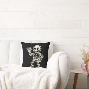 Funny Dancing Skeleton Sticker – Cute Halloween Throw Pillow