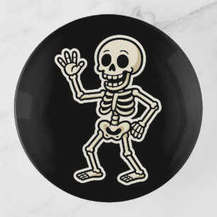 Funny Dancing Skeleton Sticker – Cute Halloween Trinket Tray