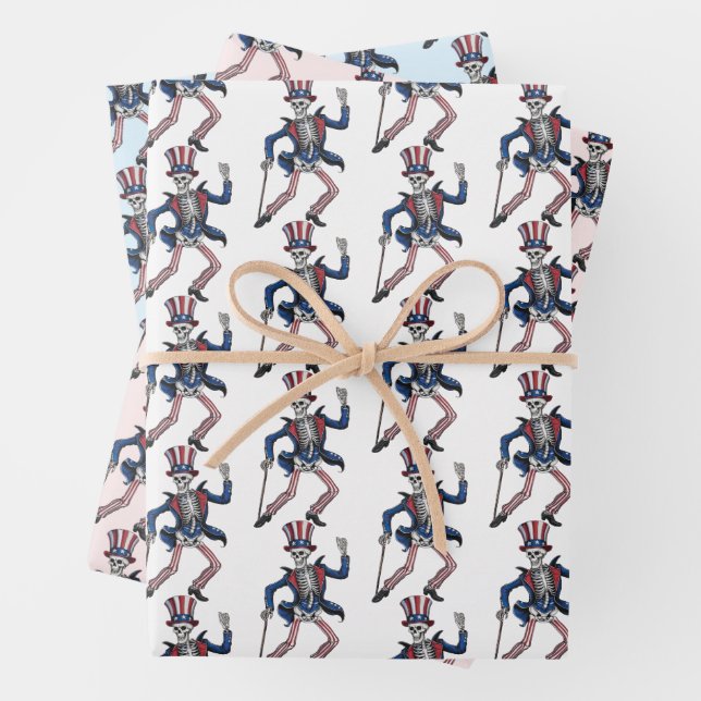 Funny Dancing Skeleton Wrapping Paper Sheets (In situ)
