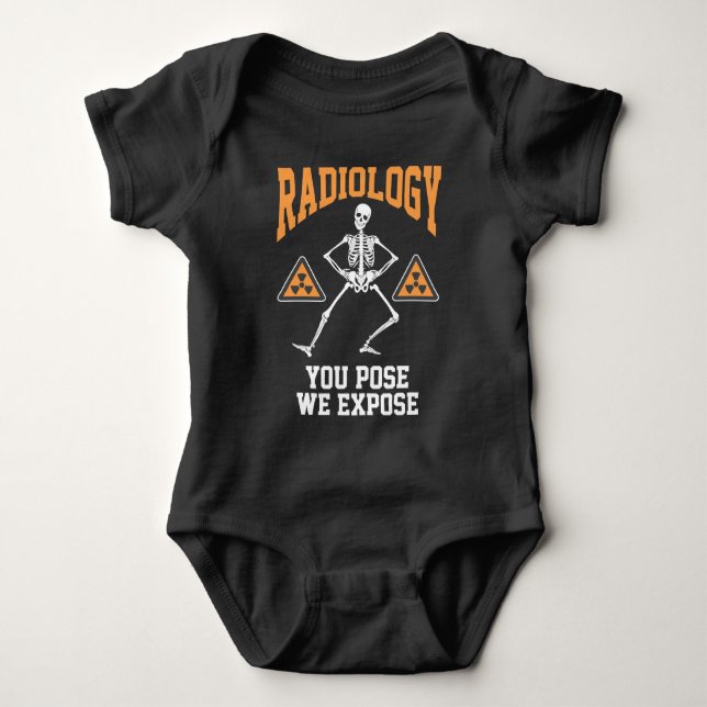 Funny Dancing Skeleton Xray Radiology Humor Baby Bodysuit (Front)