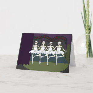 Funny Dancing Skeletons Ballerina Tutu Halloween Card