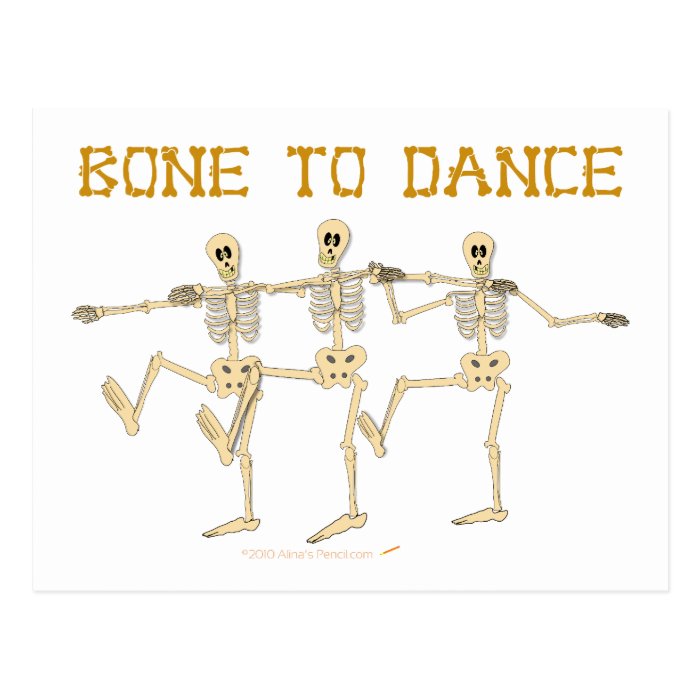 Funny Dancing Skeletons Bone To Dance Cartoon Postcard