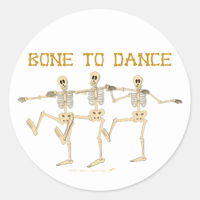 Funny Dancing Skeletons Bone To Dance Cartoon Round Stickers