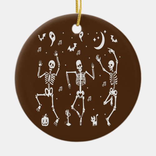 Funny Dancing Skeletons Bones Costume Fancy Dress Ceramic Ornament