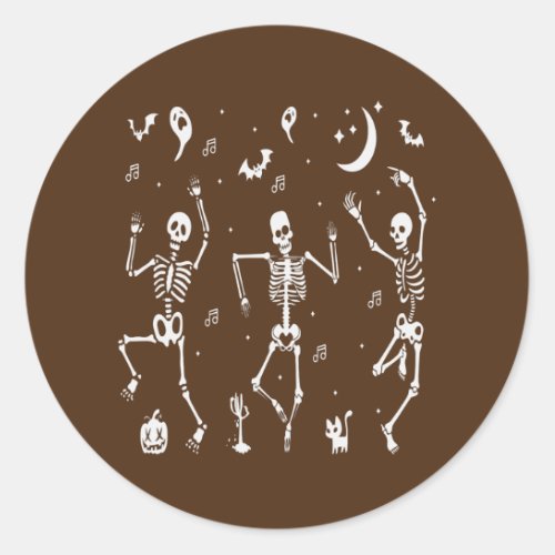 Funny Dancing Skeletons Bones Costume Fancy Dress Classic Round Sticker