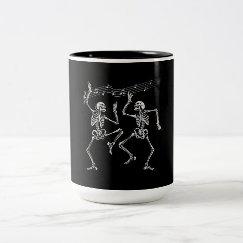 Funny Dancing Skeletons Clothing Cool Halloween Two_Tone Coffee Mug