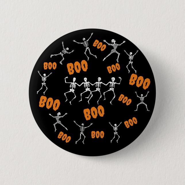 Funny Dancing Skeletons Halloween Button (Front)