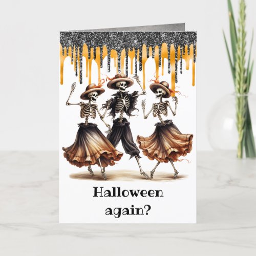 Funny Dancing Skeletons Halloween Card
