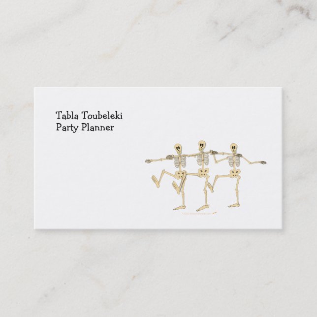 Funny Dancing Skeletons Halloween Cartoon Business Card (Front)