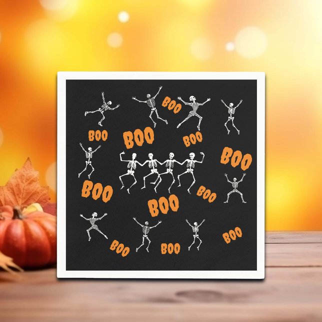 Funny Dancing Skeletons Halloween Napkins (Creator Uploaded)