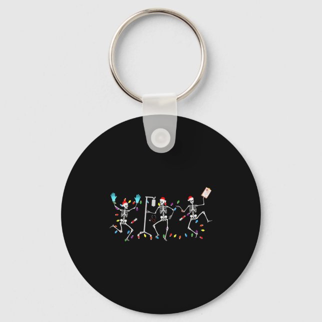 Funny Dancing Skeletons Nicu Er Nurse Registered N Keychain (Front)