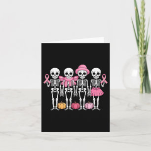 Funny Dancing Skeletons Pink Ribbon Breast Cancer  Card