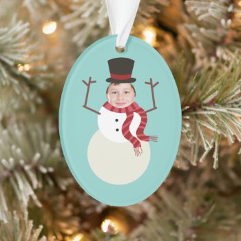 Funny Dancing Snowman Photo Holiday Ornament by BahHumbugDesigns at Zazzle