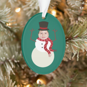 Funny Dancing Snowman Photo Holiday Ornament