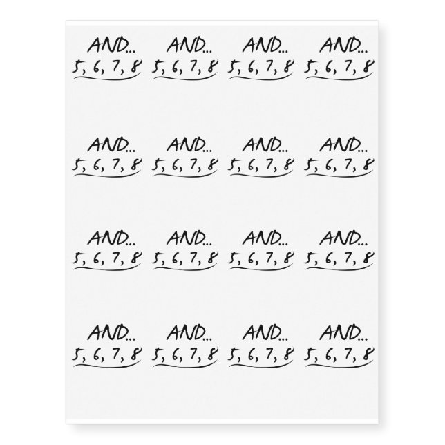 Funny Dancing Teacher Gift And 5 6 7 8 Love Dance Temporary Tattoos (Front)