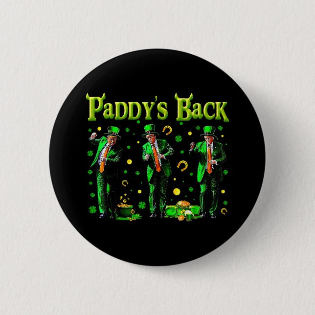 Funny Dancing Trump St Patricks Day Paddys Back  Button (Front)
