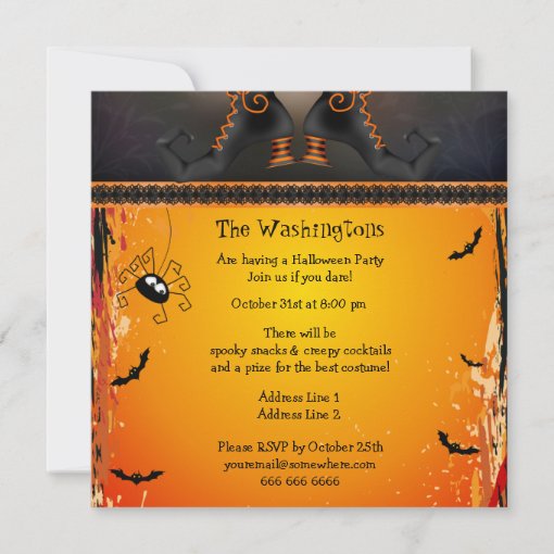 Funny Dancing Witch and Cat Halloween Party Invitation | Zazzle