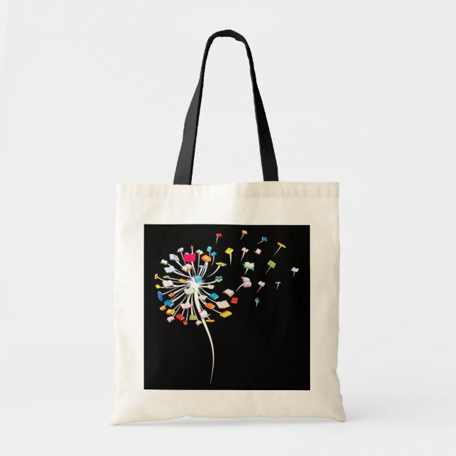 Funny Dandelion Books Gift For Reading Lover Tote Bag (Front)