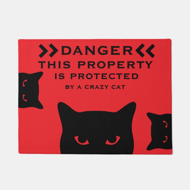 Funny Dangerous Cat Doormat (Front)