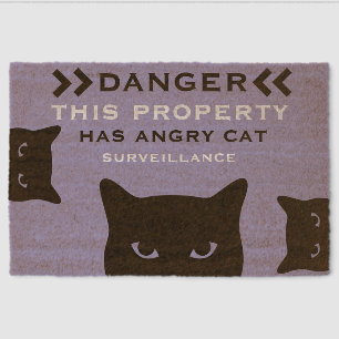 Funny Dangerous Cat Doormat Fiber Doormat