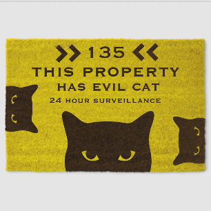 Funny Dangerous Cat Doormat Fiber Doormat