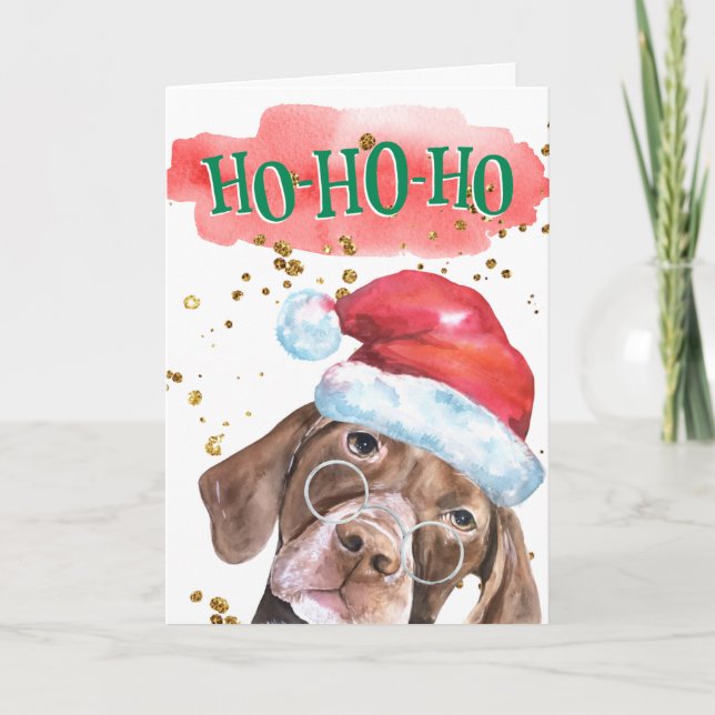Funny Danish pointer dog sayings Santa hat Holiday Card (Front)