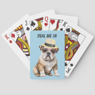 Funny Dapper Bulldog Deal Me In Poker Cards