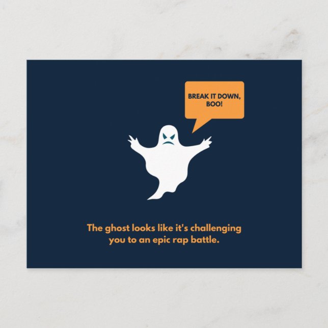 Funny Dark Blue and Orange Halloween Postcard (Front)