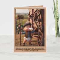 Funny dark humour baby's first steps card