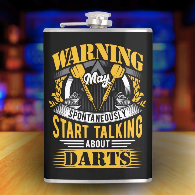 Funny Dart Warning  Vinyl Wrapped Flask 8 oz.  (Creator Uploaded)