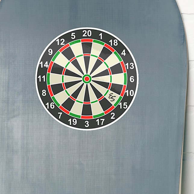 Funny Dartboard Darts Board Circle Monogrammed Fun Sticker (Creator Uploaded)