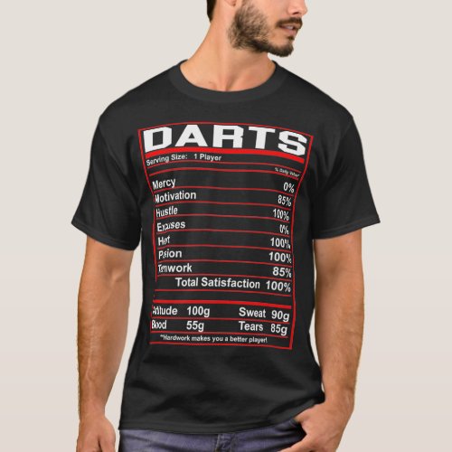 Funny Darts Nutrition Facts Dart Player T_Shirt