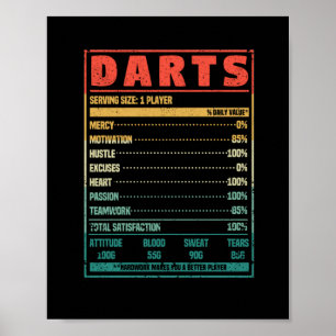 Funny darts nutrition facts darts player fan team poster