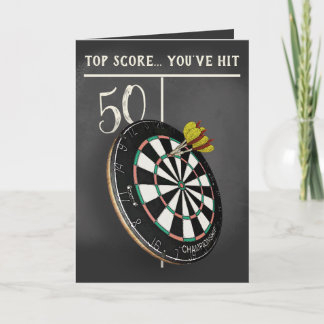 Funny Darts Players Chalkboard Design Birthday Card