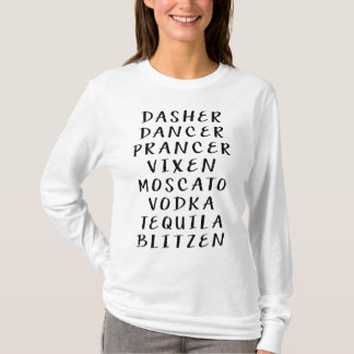 Funny Dasher Dancer Prancer Drinking Christmas T-Shirt