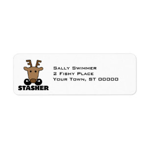 funny dasher stasher mustache reindeer label