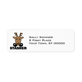 funny dasher stasher mustache reindeer label