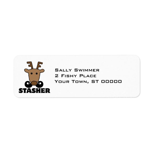 funny dasher stasher mustache reindeer label (Front)