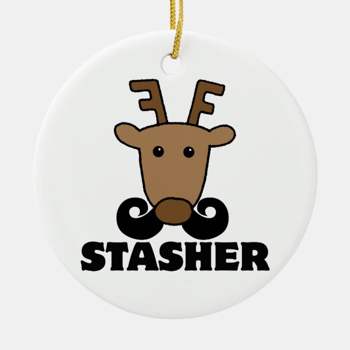 funny dasher stasher mustache reindeer christmas ornaments