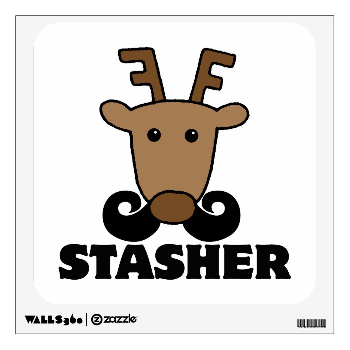 funny dasher stasher mustache reindeer wall decals