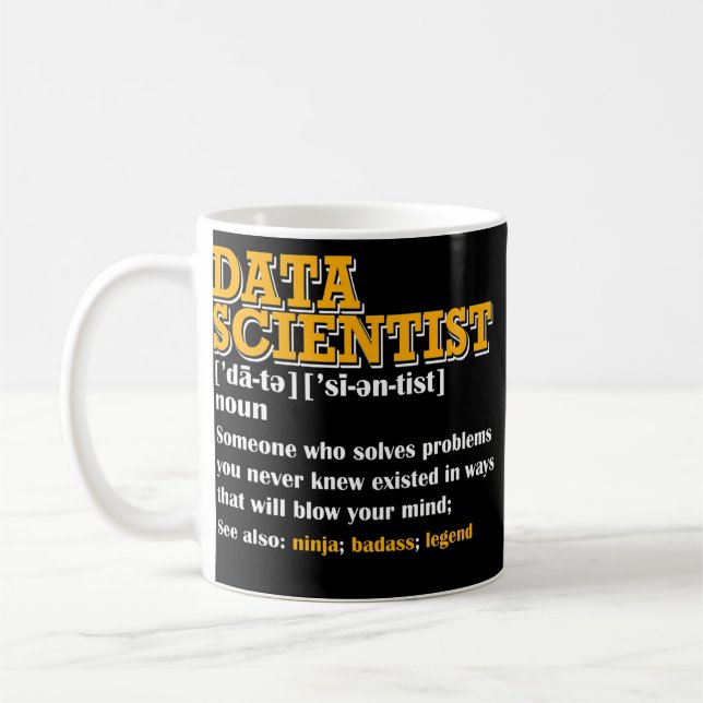 Funny DATA Scientist Definition Data engineer Coffee Mug (Left)