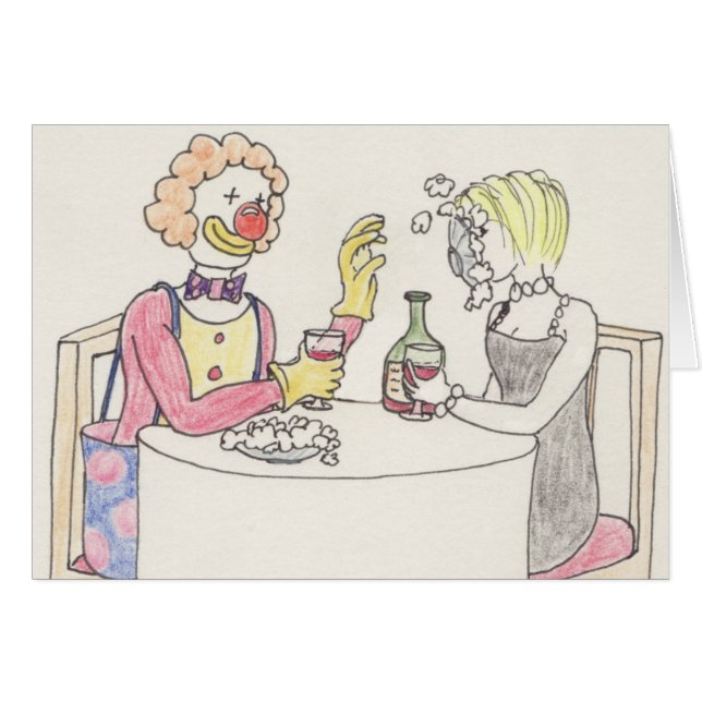 Funny Date Night Clown Romance Cartoon Art Humour (Front Horizontal)